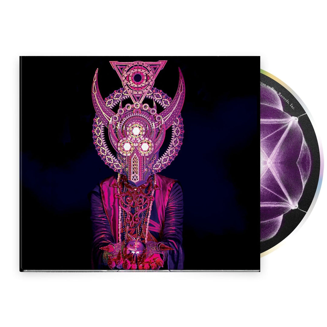 The Eidola CD album cover shows a figure in a glowing purple and pink geometric headdress holding an orb, while the Eviscerate CD features a purple geometric design on a dark background.