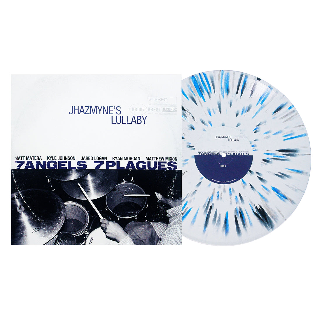 7 angels 7 plagues Jhazmyne's Lullaby -  Splatter on Opaque - White with Blue Jay, Black, & Grey Splatter (Silent Deaths, Crowded Lives)