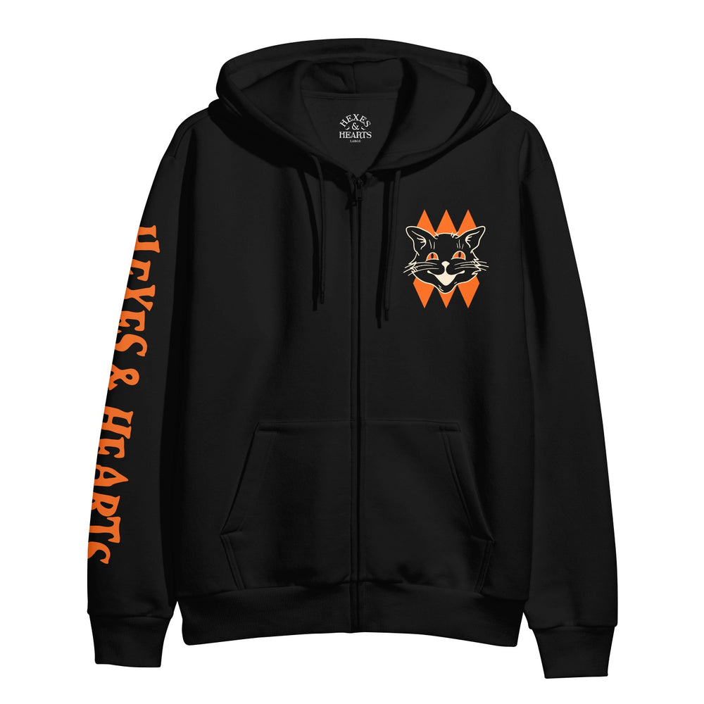 Black Cat - Black Zip-Up front