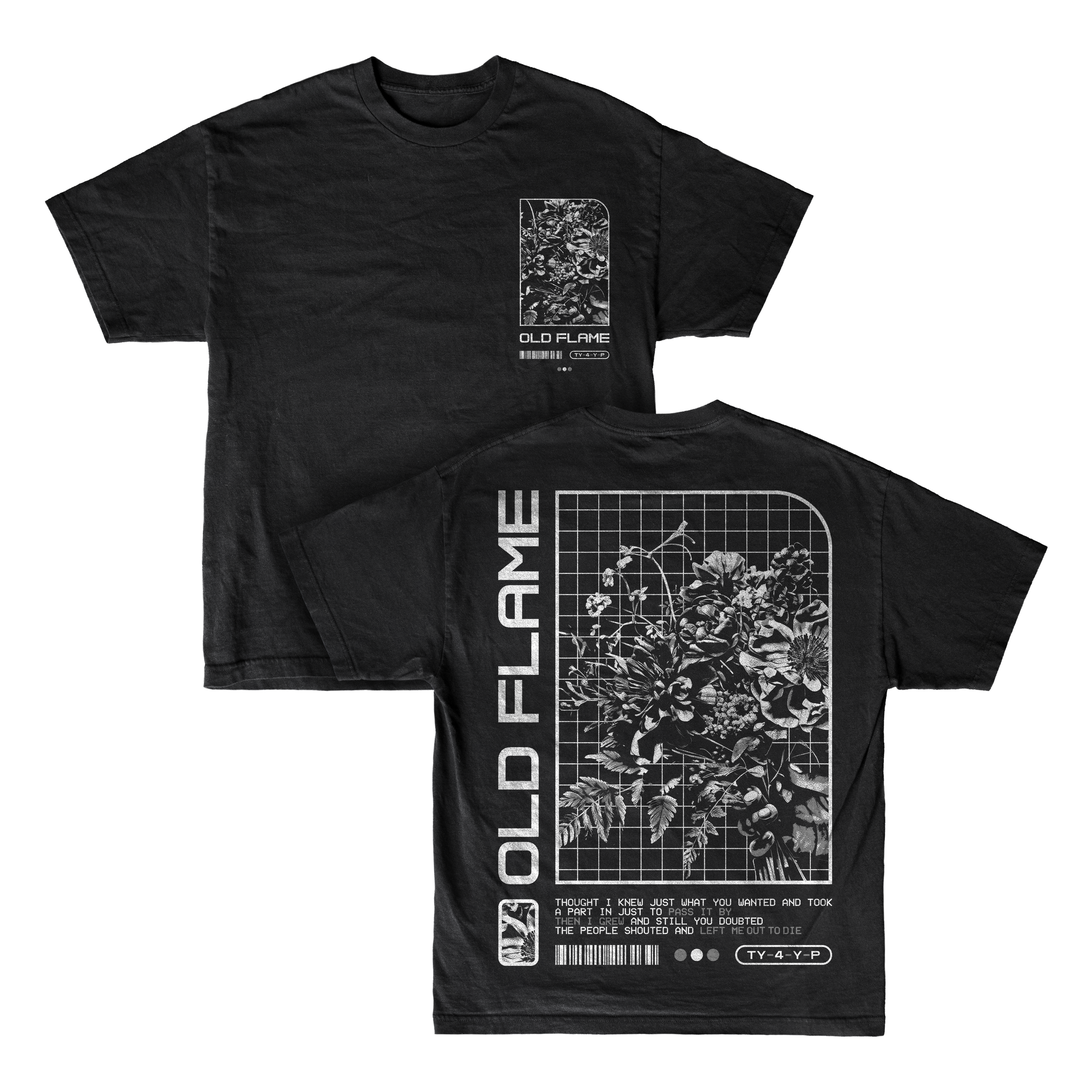 old_flame_Flower_Black_T-