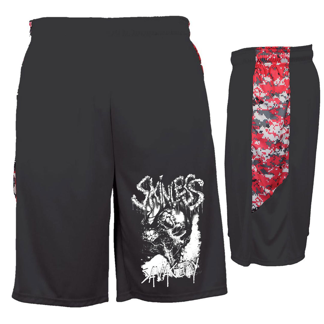 skinless Savagery Black With Red Digicamo Shorts