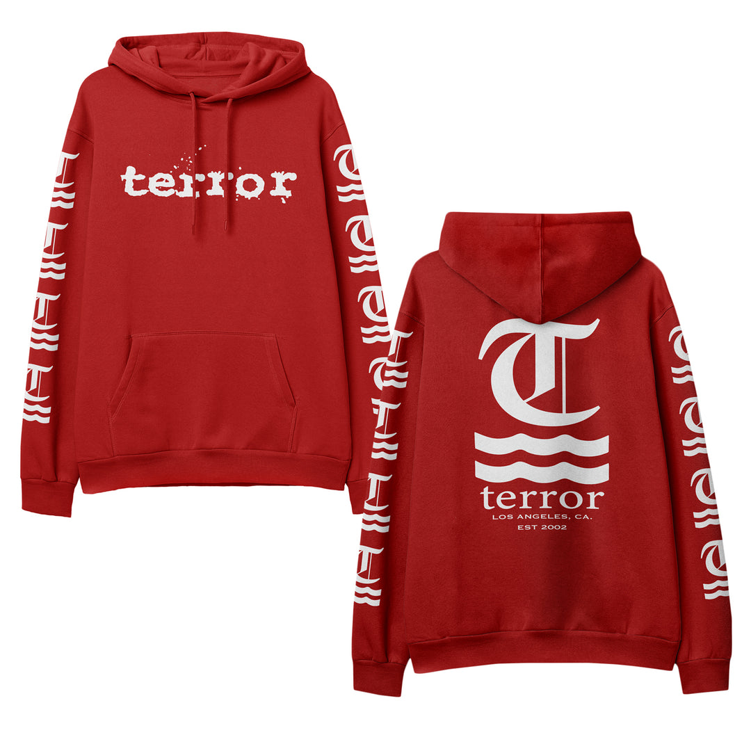 terror Hot Water Logo Red Pullover front and back