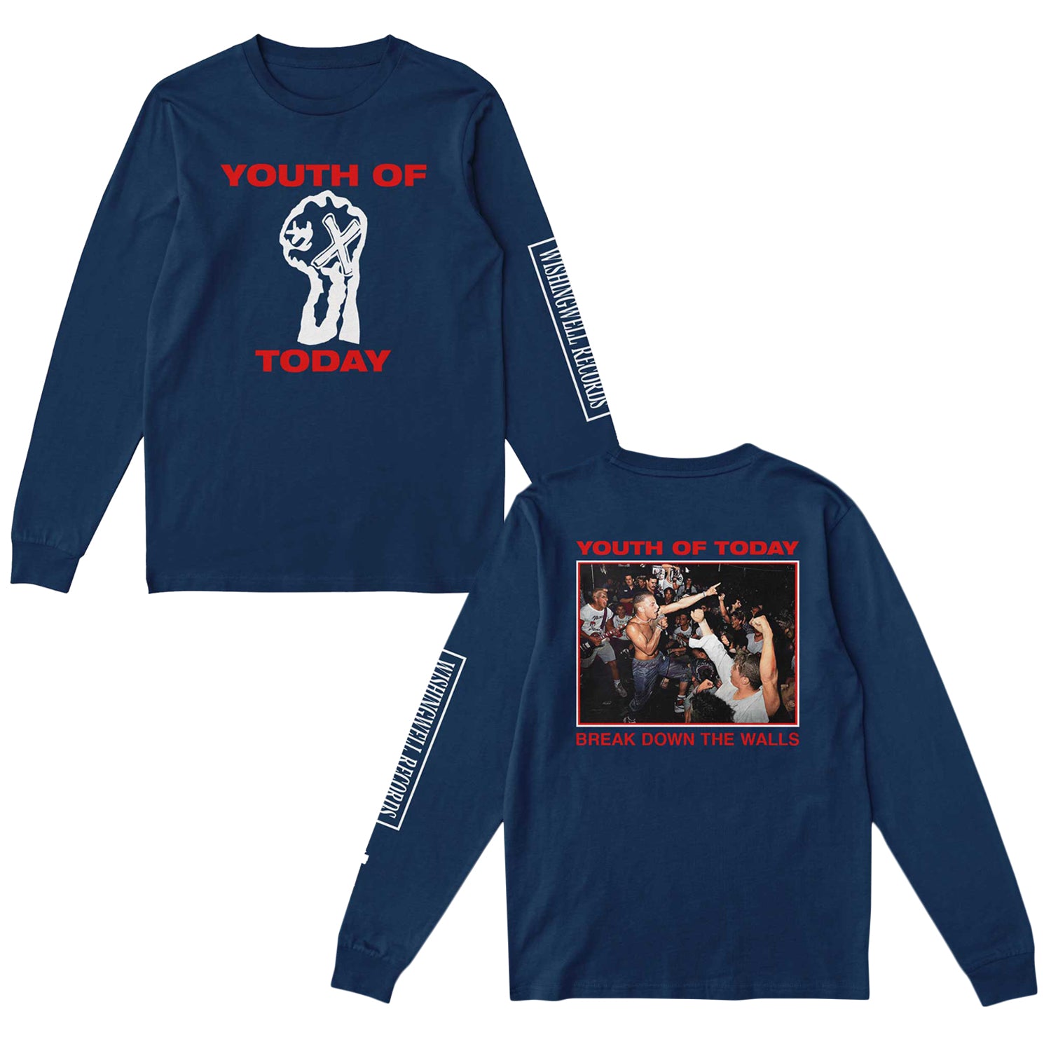 直営店♪CH Paper jam long sleeve shirts navy youth_of_today_Break_Down_The_