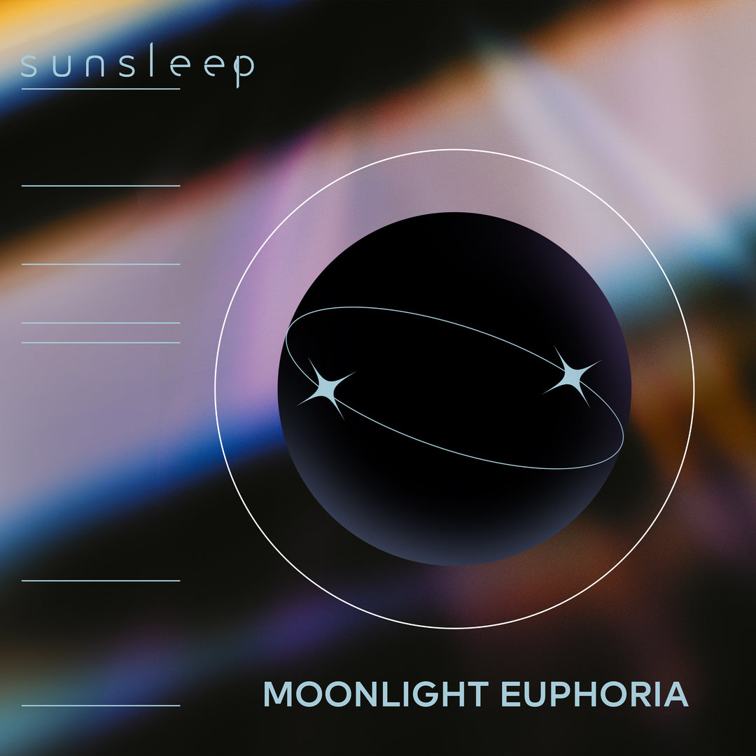 Sunsleep Midnight Euphoria Digital Download. image is of the album art that depicts a moon geometric symbol with some hazy colors in the background. 