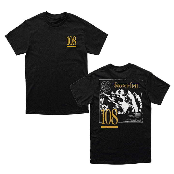 108 Live Black T-Shirt front and back