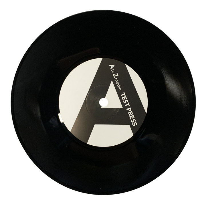 A black vinyl record labeled “Die Young TEST PRESS,” featuring a bold “A” on the center label, is displayed on a white background—a rare limited split release perfect for metallic hardcore and street punk collectors.