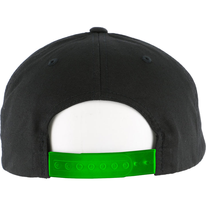 The image shows the back view of a Black Stay Sick Clothing baseball cap featuring a vibrant Lime Green adjustable snapback strap, displayed on a white mannequin head—perfect for Slime Squad fans seeking bold style.
