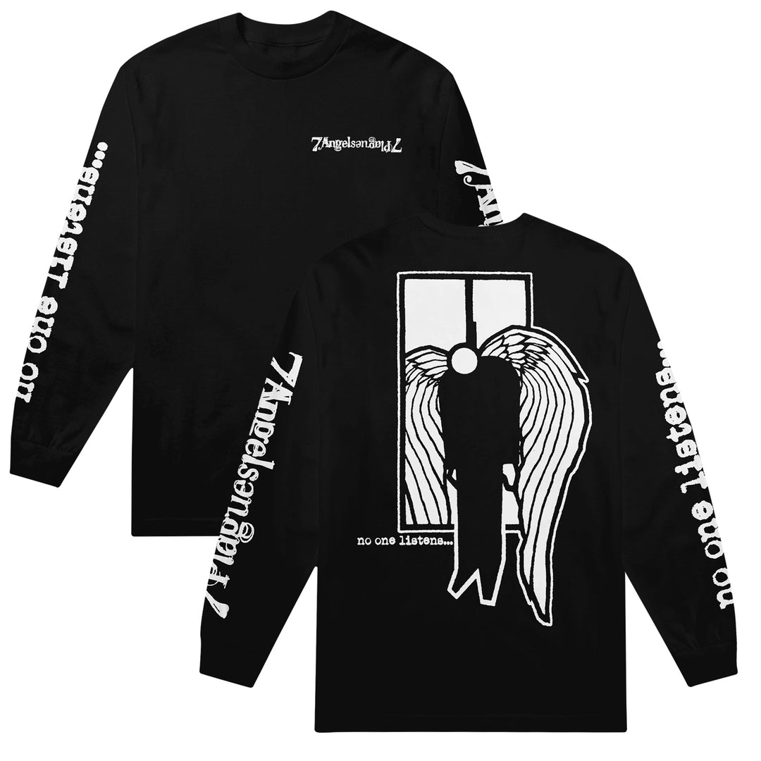 7Angels 7 Plagues No One Listens - Black Long Sleeve front and back