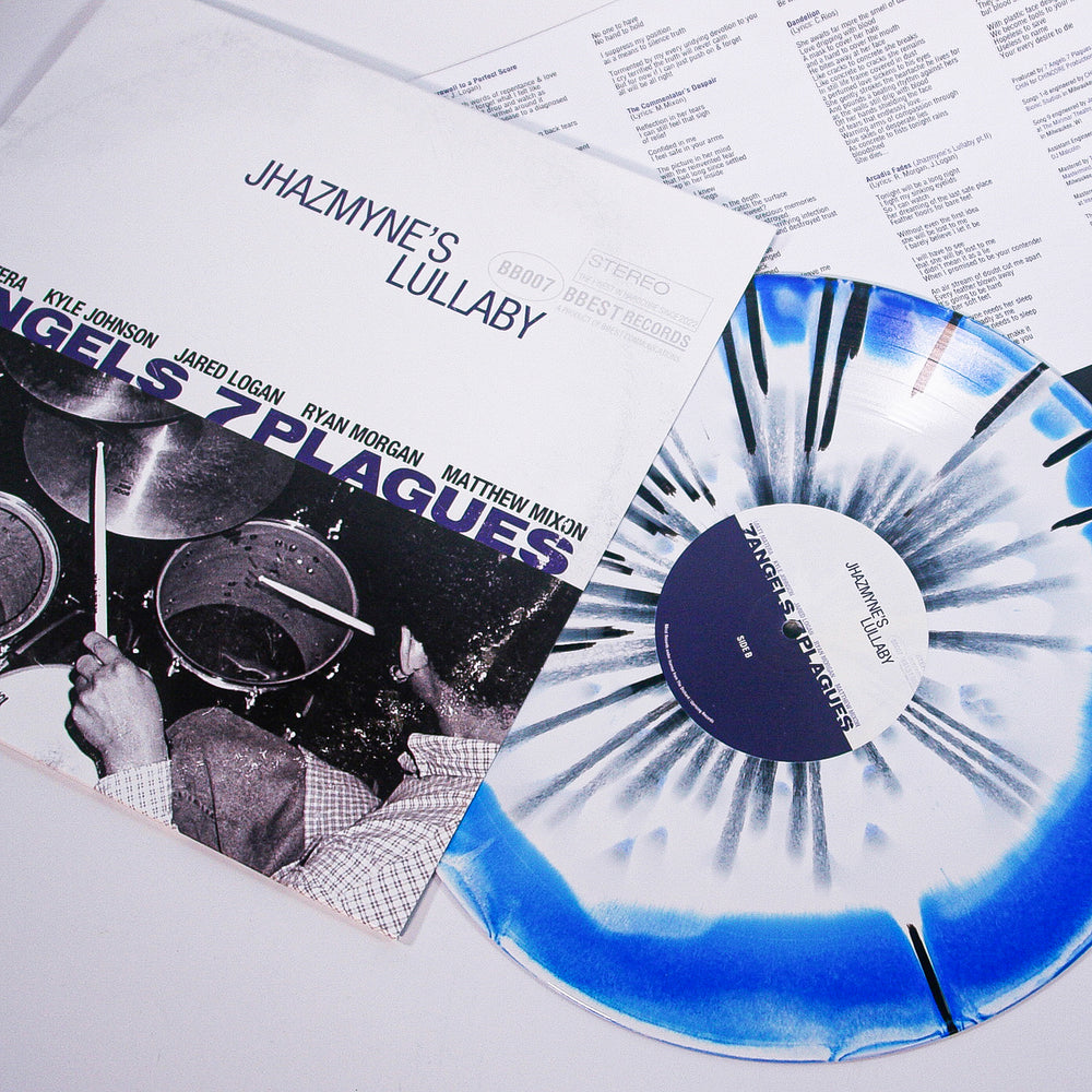 7 angels 7 plagues Jhazmyne's Lullaby - Aside Bside with Splatter - Blue Jay & White with Black Splatter (Arcadia Fades) vinyl