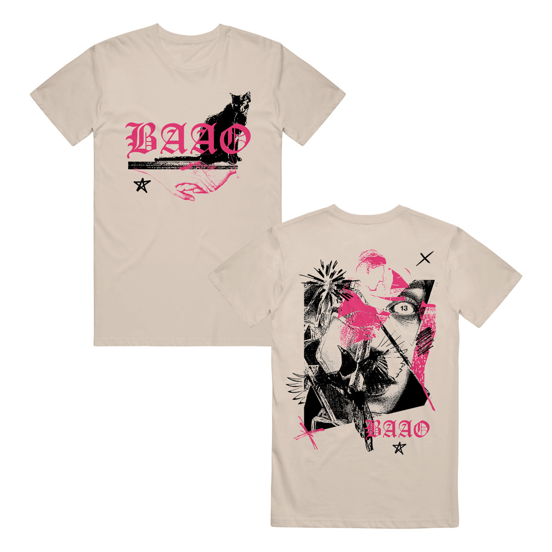 Black Cat - Cream T-Shirt front and back