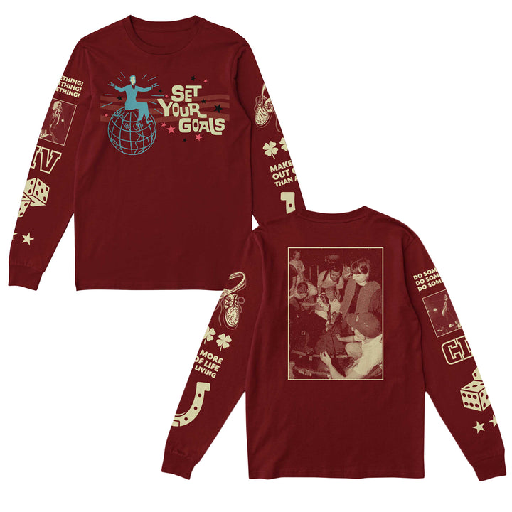 CIV Set Your Goals Maroon Long Sleeve front and back