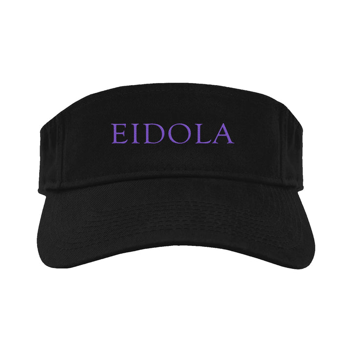A black Eidola visor featuring "EIDOLA" embroidered in purple capital letters on the front.