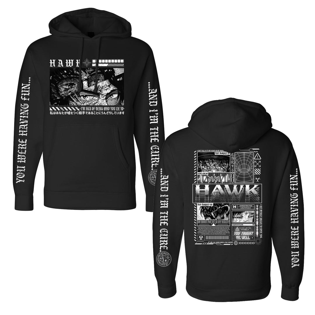  HAWK Anime - Black Pullover front and back