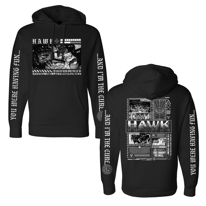  HAWK Anime - Black Pullover front and back