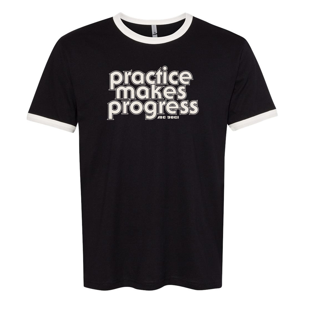 MC YOGI - Practice Makes Progress Black Natural - Ringer T-Shirt 