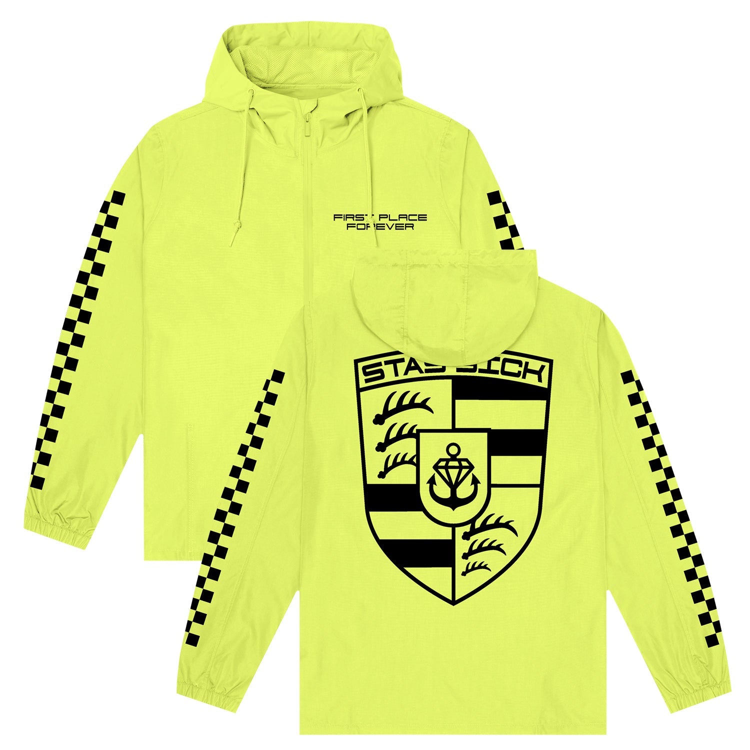 First Place Forever - Safety Yellow Pullover Windbreaker Jacket