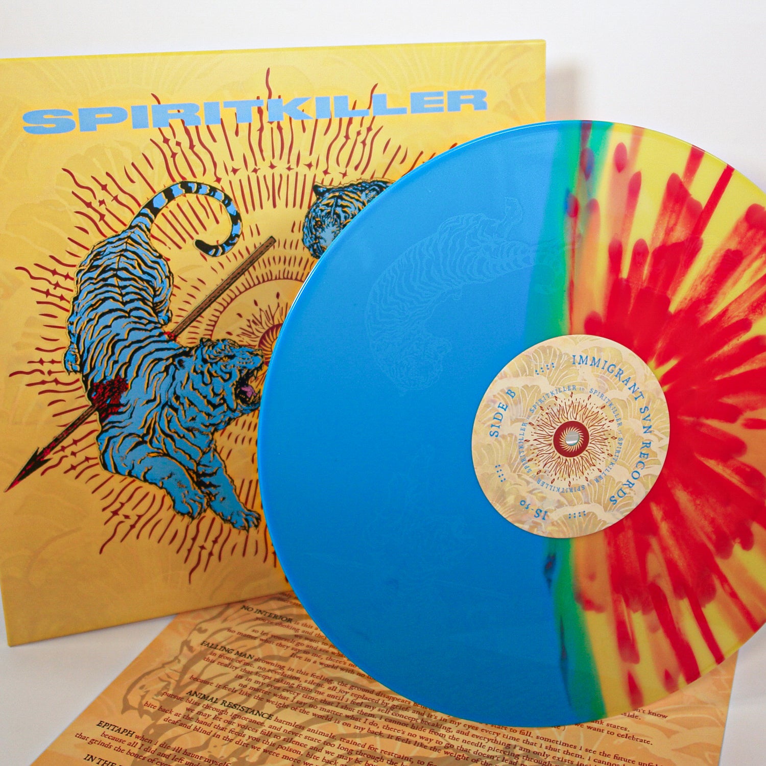 たけCCREWS Bottom's Up 2H Super Matt S/T - “Let The Blood Run” - Blue/Yellow W/ Red Half Splatter
