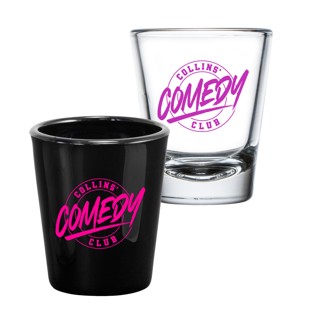 Comedy Club Logo Shot Glass Set (Clear + Black)