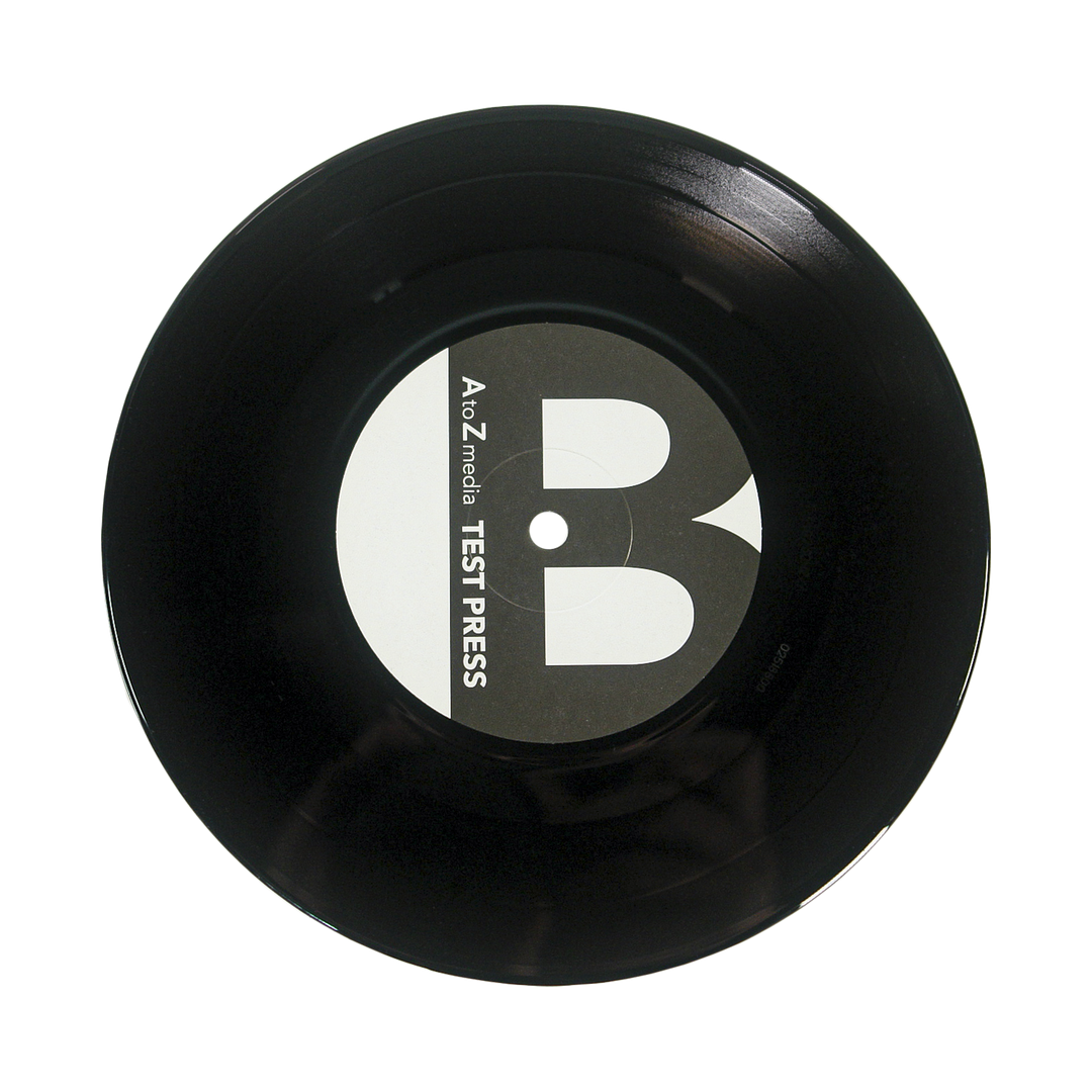 A black Sunbloc vinyl record with a central white and gray label reading "TEST PRESS" in bold, evoking the raw edge of alternative music, displayed on a plain white background.