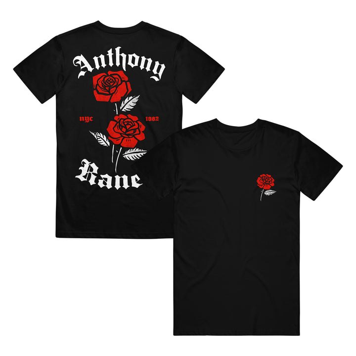 anthony raneri Roses - Black T-Shirt front and back