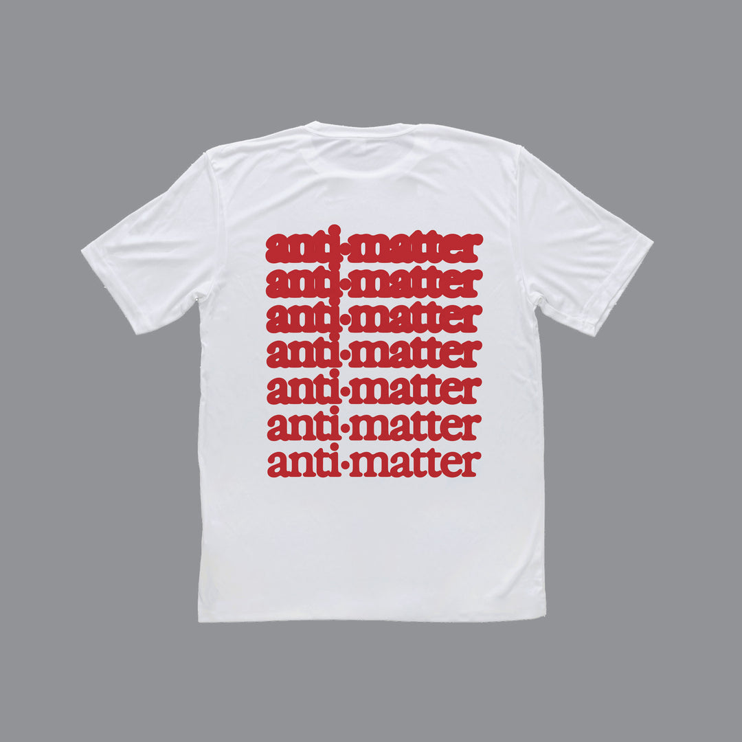 anti-matter Waterfall White T-Shirt back