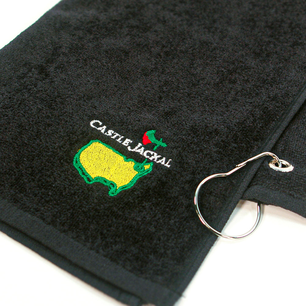 castle jackal Castle Master Embroidered - Black golf Towel