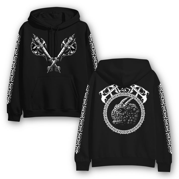 castle jackal Thick Lizzard - Black Pullover front and back