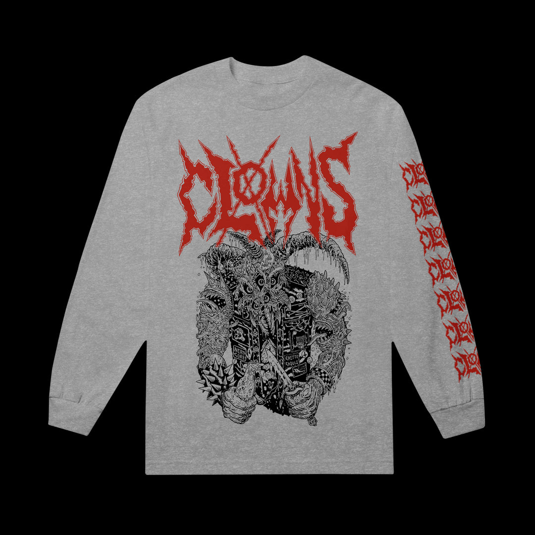 clowns Thrash Metal - Heather Grey Long Sleeve