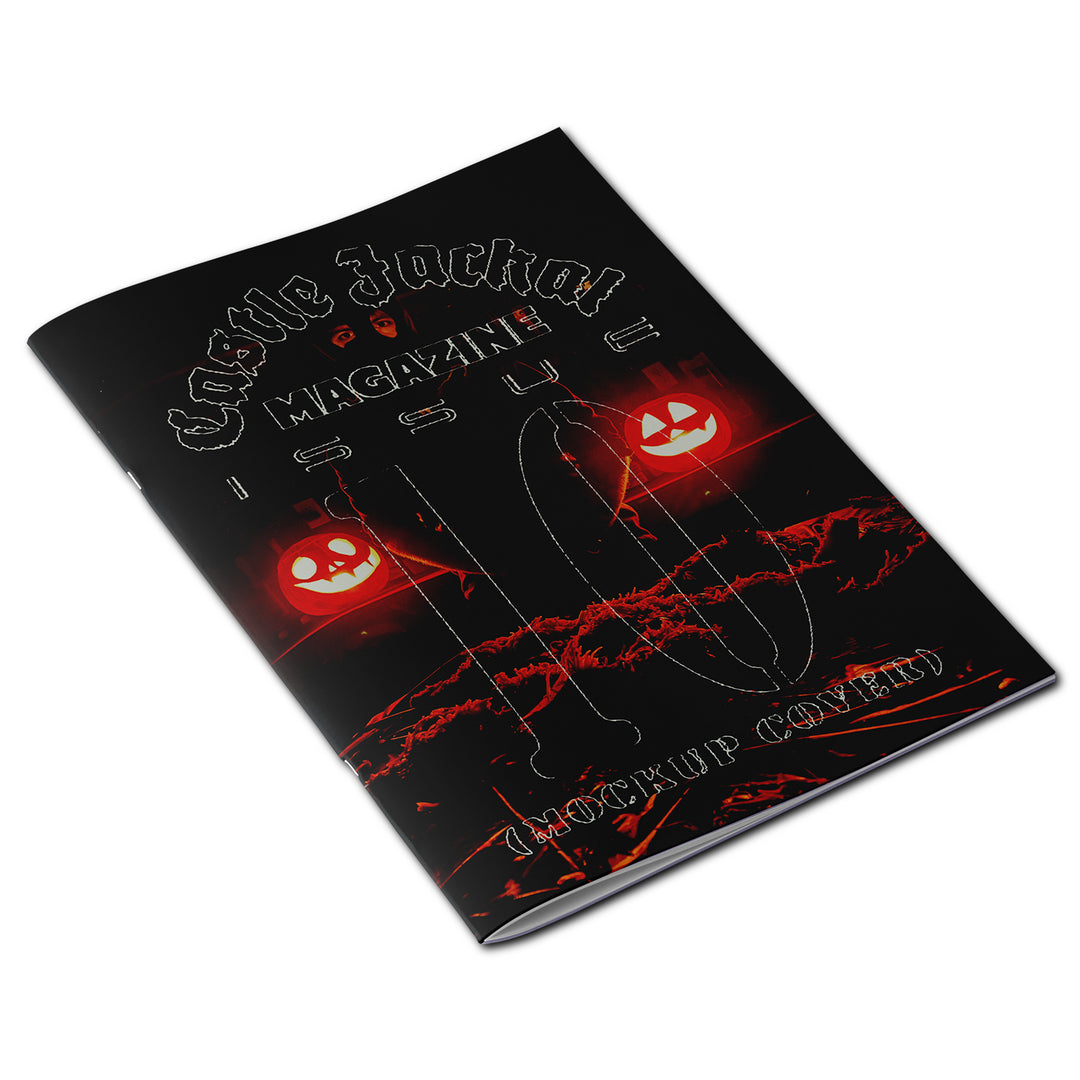 Castle Jackal Magazine Issue #10, Halloween-themed with glowing jack-o-lantern faces and red accents on a dark cover, is shown on a white background.