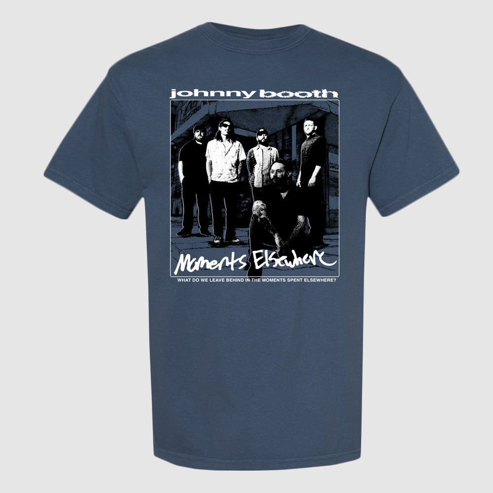 johnny booth Moments Elsewhere - Midnight Blue Tee Shirt front