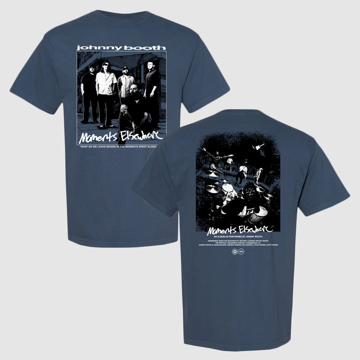 johnny booth Moments Elsewhere - Midnight Blue T-Shirt front and back