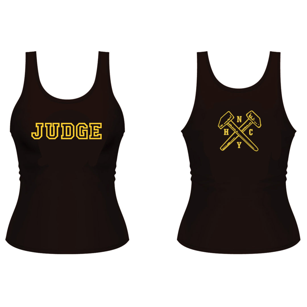 judge Hammers Black Girl's Tank Top front and back