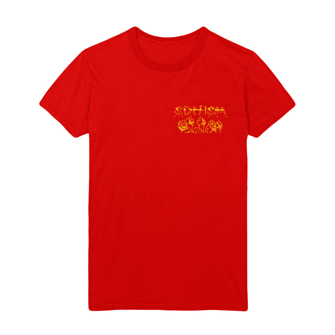 judge Schism Records - Red T-Shirt front