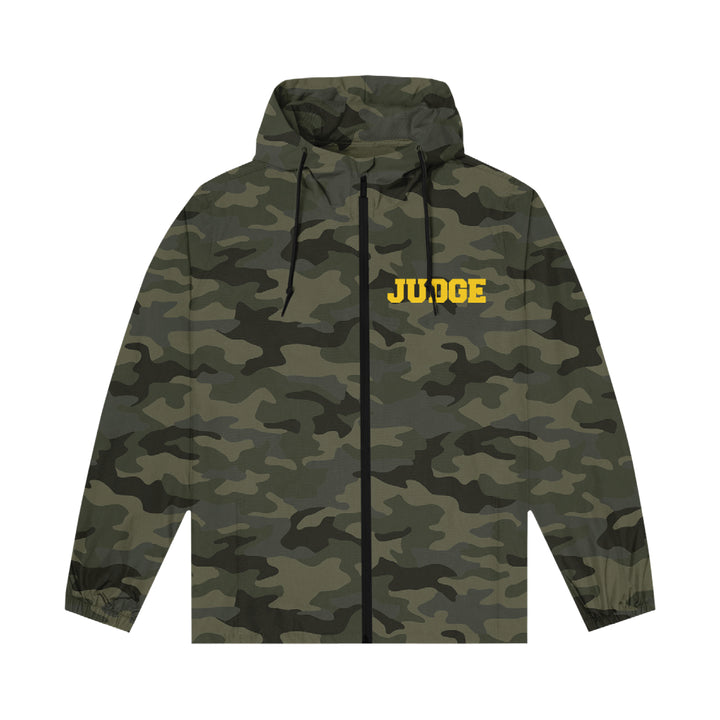 judge Warriors Against Racism Camo Zip-Up Windbreaker front