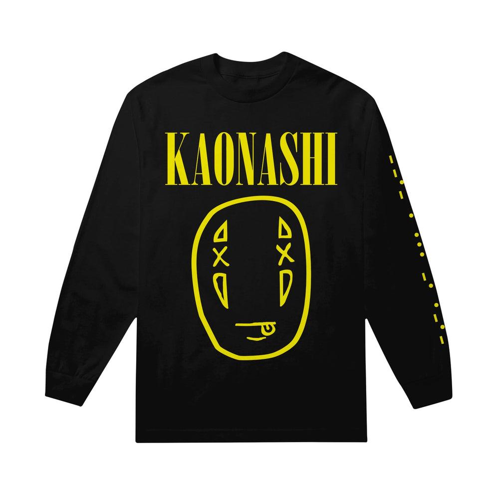 kaonashi Smiley Face - Black - Long Sleeve front 
