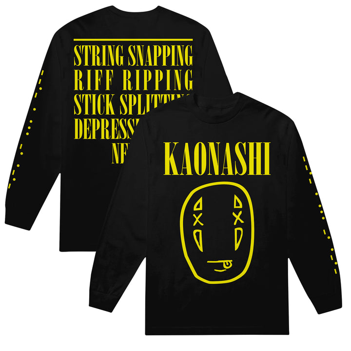kaonashi Smiley Face - Black - Long Sleeve front and back