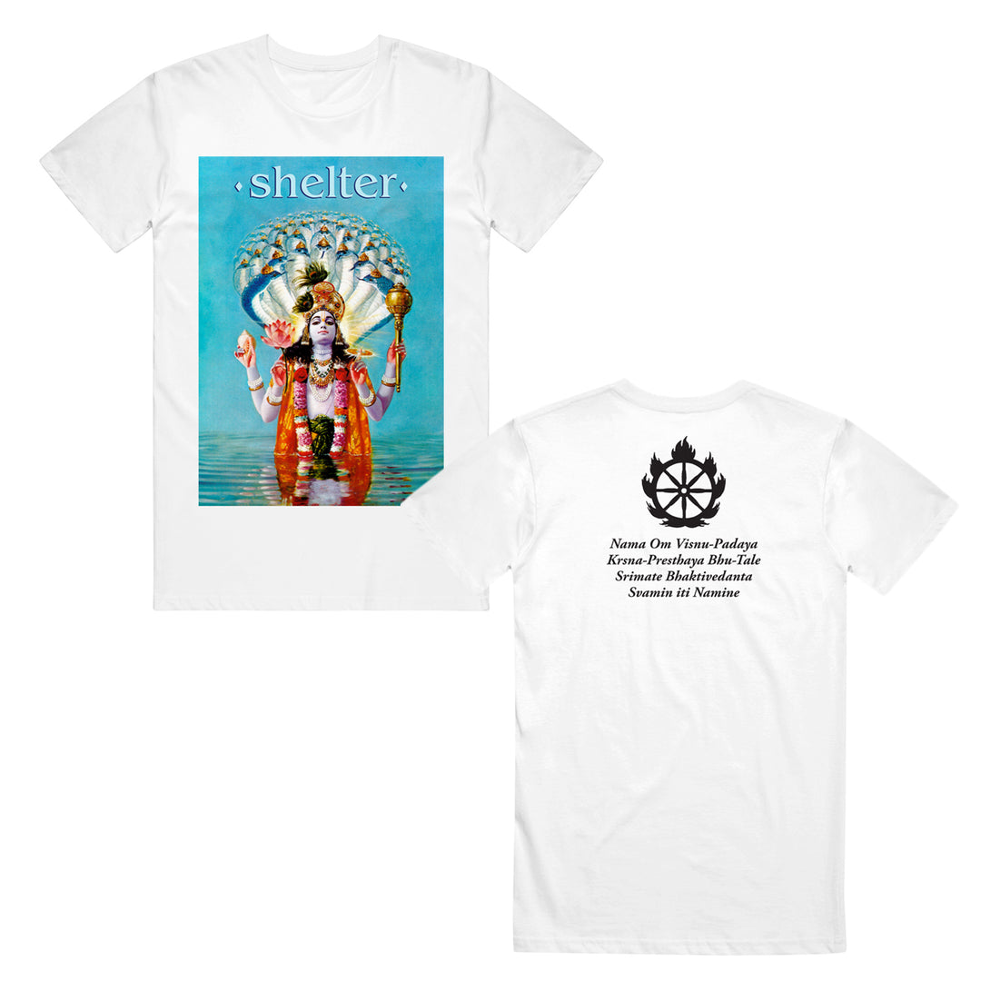 shelter Vishnu In The Lake White Tee front and back