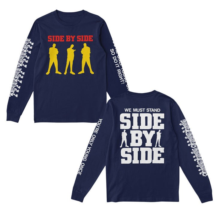 side by side You're Only Young Once - Navy Long Sleeve front and back