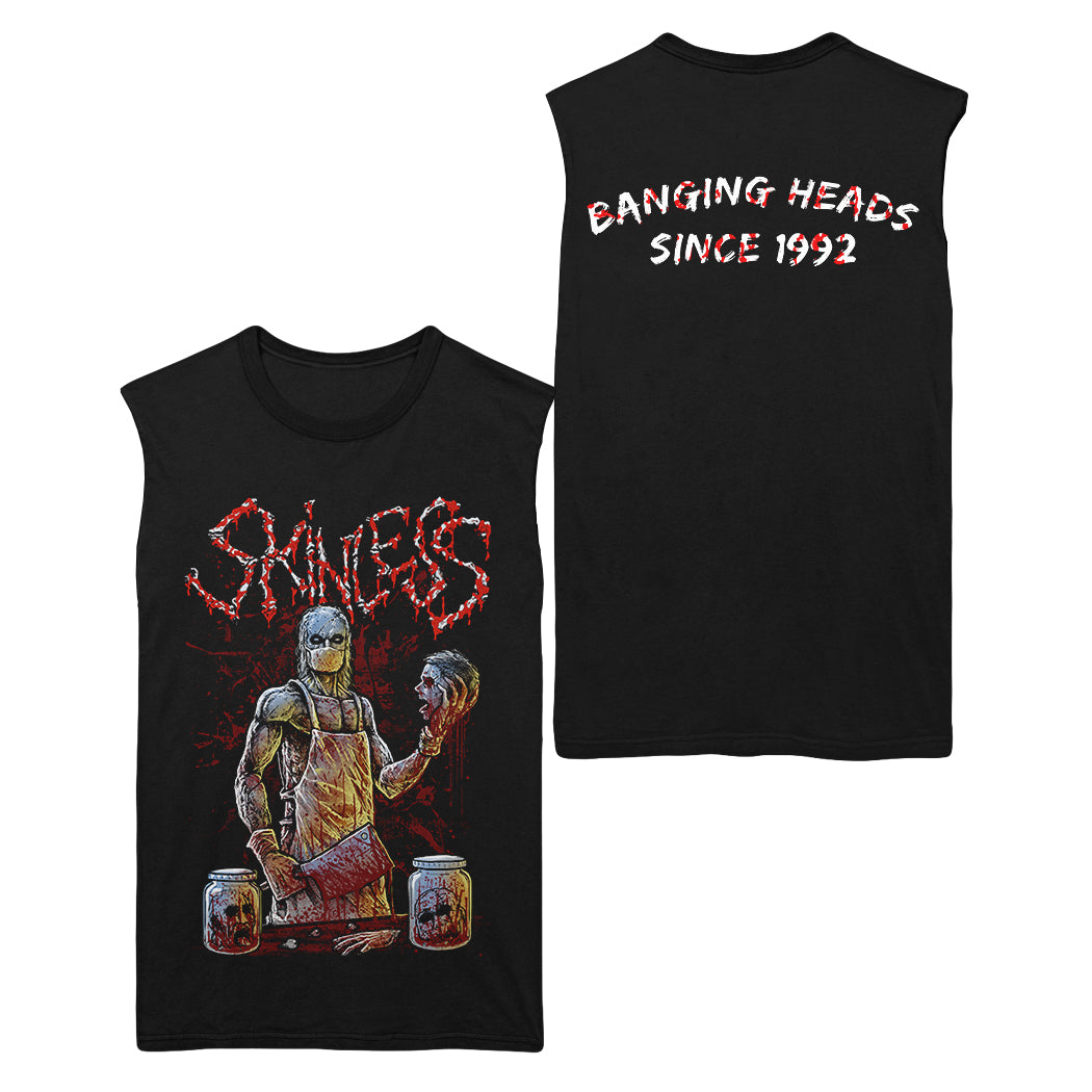 skinless Butcher Black Muscle Tank front and back