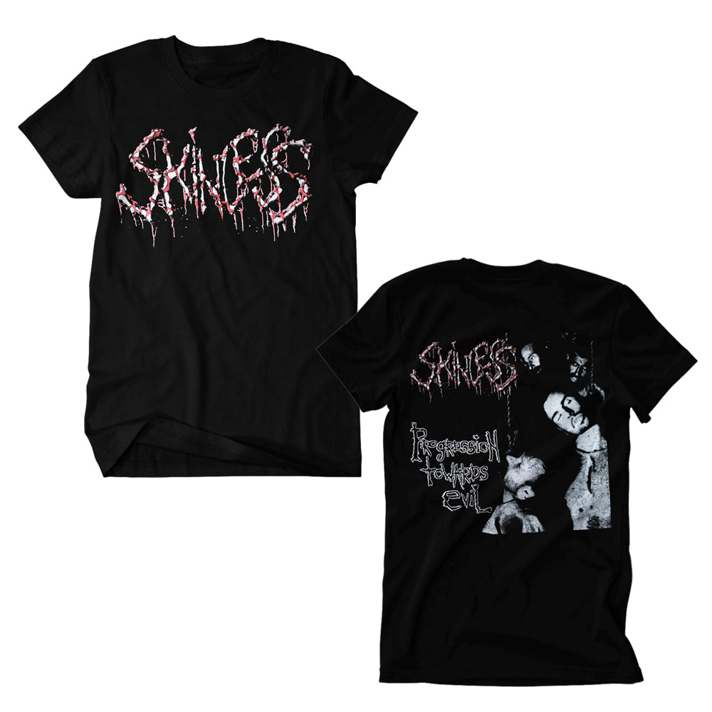 skinless Progression Towards Evil Black T-Shirt front and back