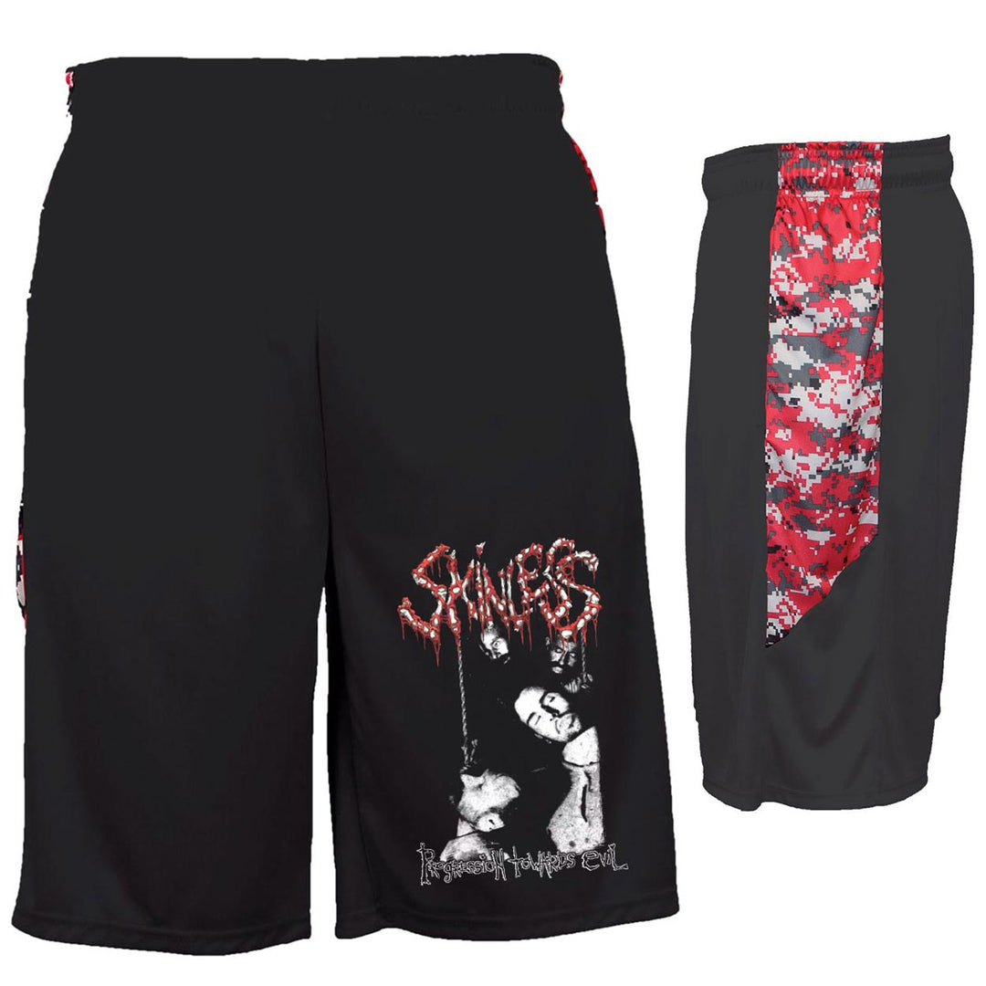 skinless Progression Towards Evil Black With Red Digicamo Shorts