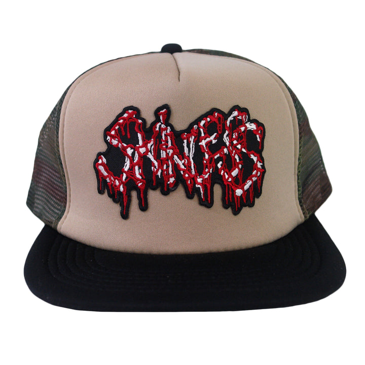 skinless Red/White Logo Camo Snapback front