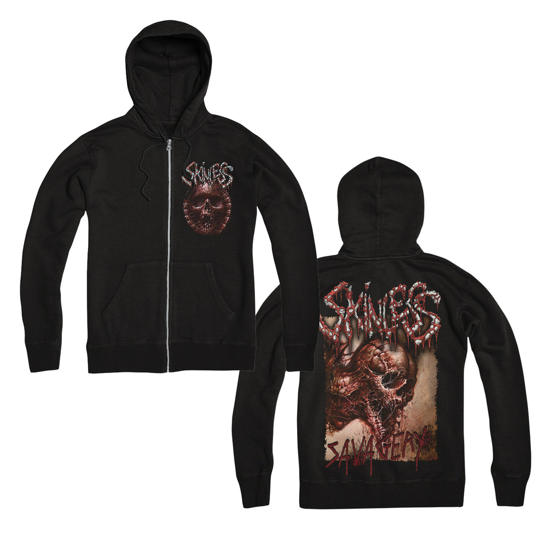 skinless Savagery Black Zip-Up front and back