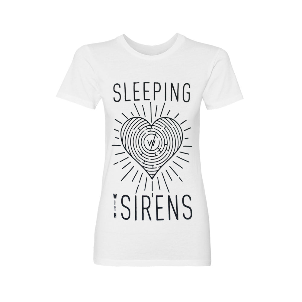 sleeping with sirens Feel Logo Heart Maze White Girl's T-Shirt
