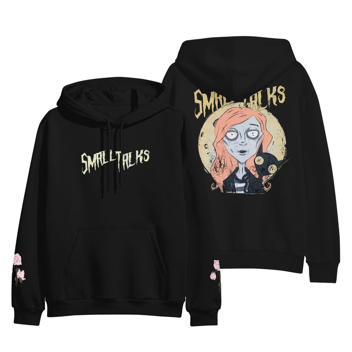 small talks Cartoon - Black Pullover front and back