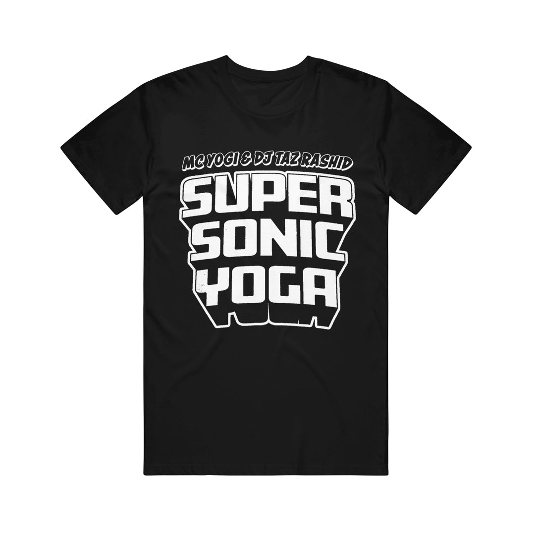 super sonic yoga Logo - Black T-Shirt