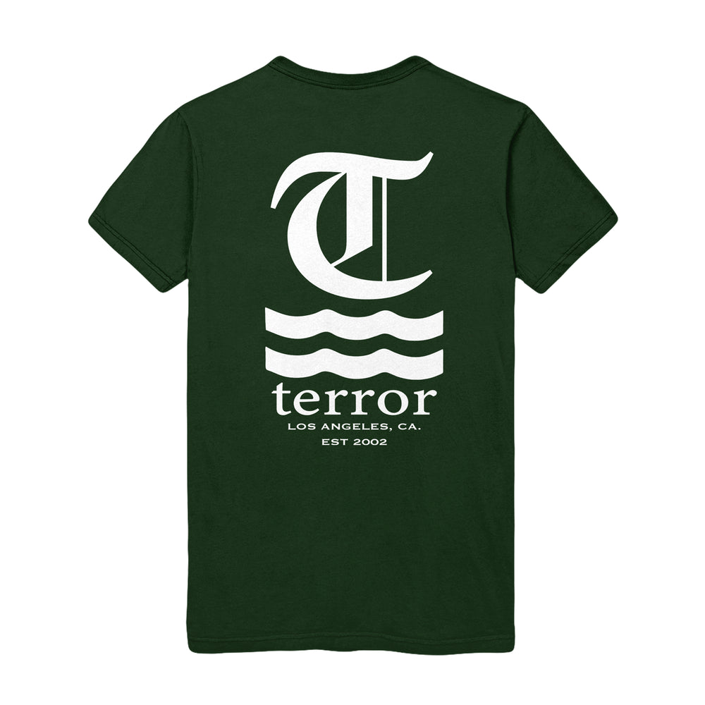 terror Hot Water Logo Forest Green T-Shirt back