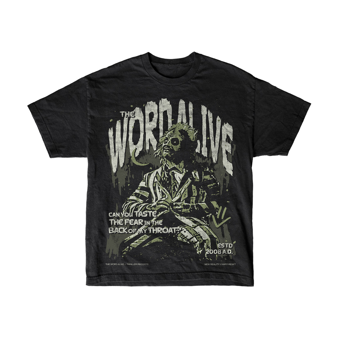 the word alive Taste The Fear - Black T-Shirt