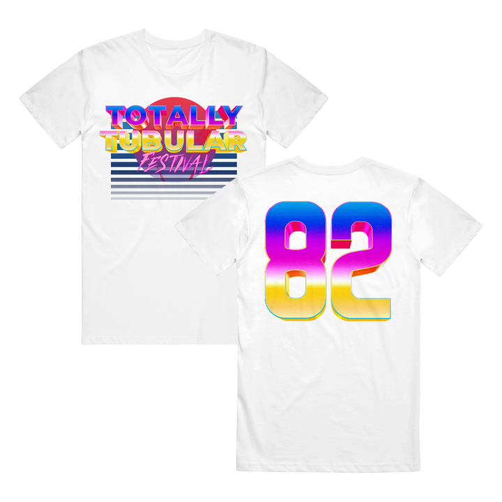totally tubular festival Logo - White T-Shirt front and back