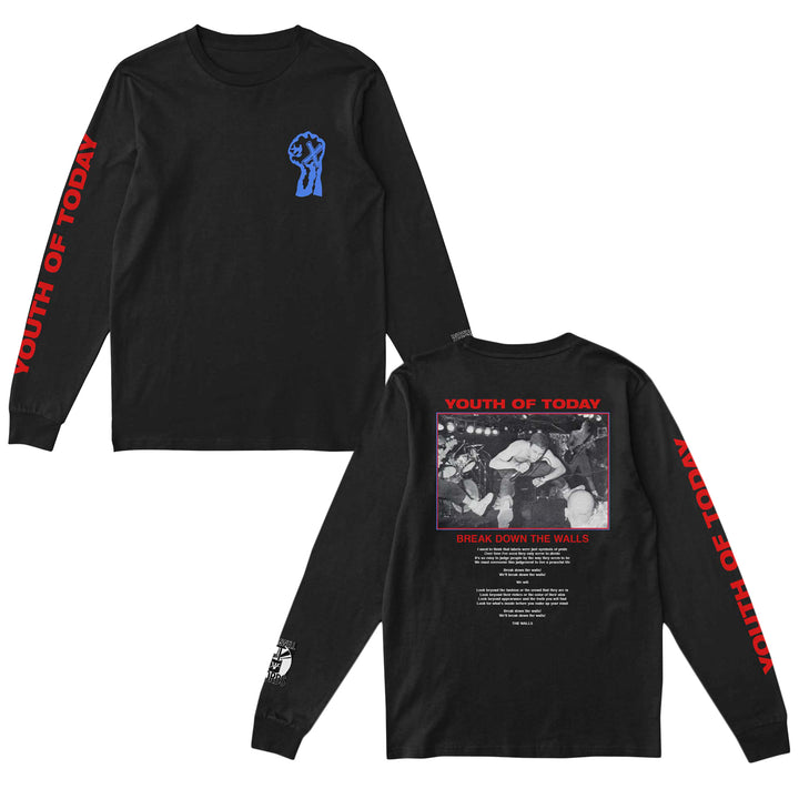youth of today Break Down The Walls Lyrics - Black Long Sleeve front and back